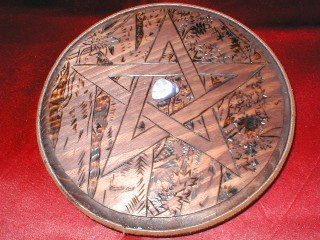 Altar Pentacle, We design, create and market a large selection of Magickal jewelry, Wicca jewelry, High Priestess crowns and bracelets, magickal tools, Goddess and Horned God jewelry. We offer writing journals, including a variety of Book of Shadows and mystical journals, and much more. For information, e-mail us at Brymbolad@hotmail.com